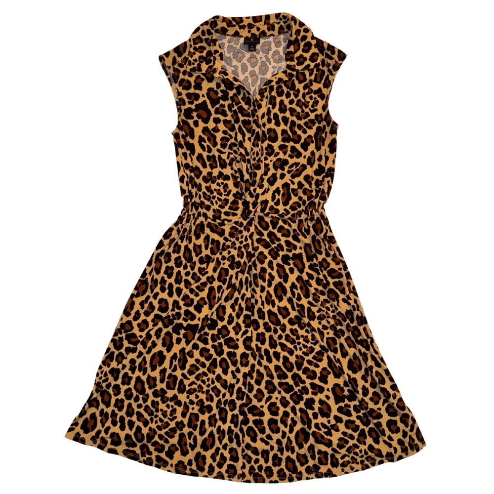 WORTHINGTON | NWOT | Leopard Print Mock Wrap Sleeveless Stretch Dress